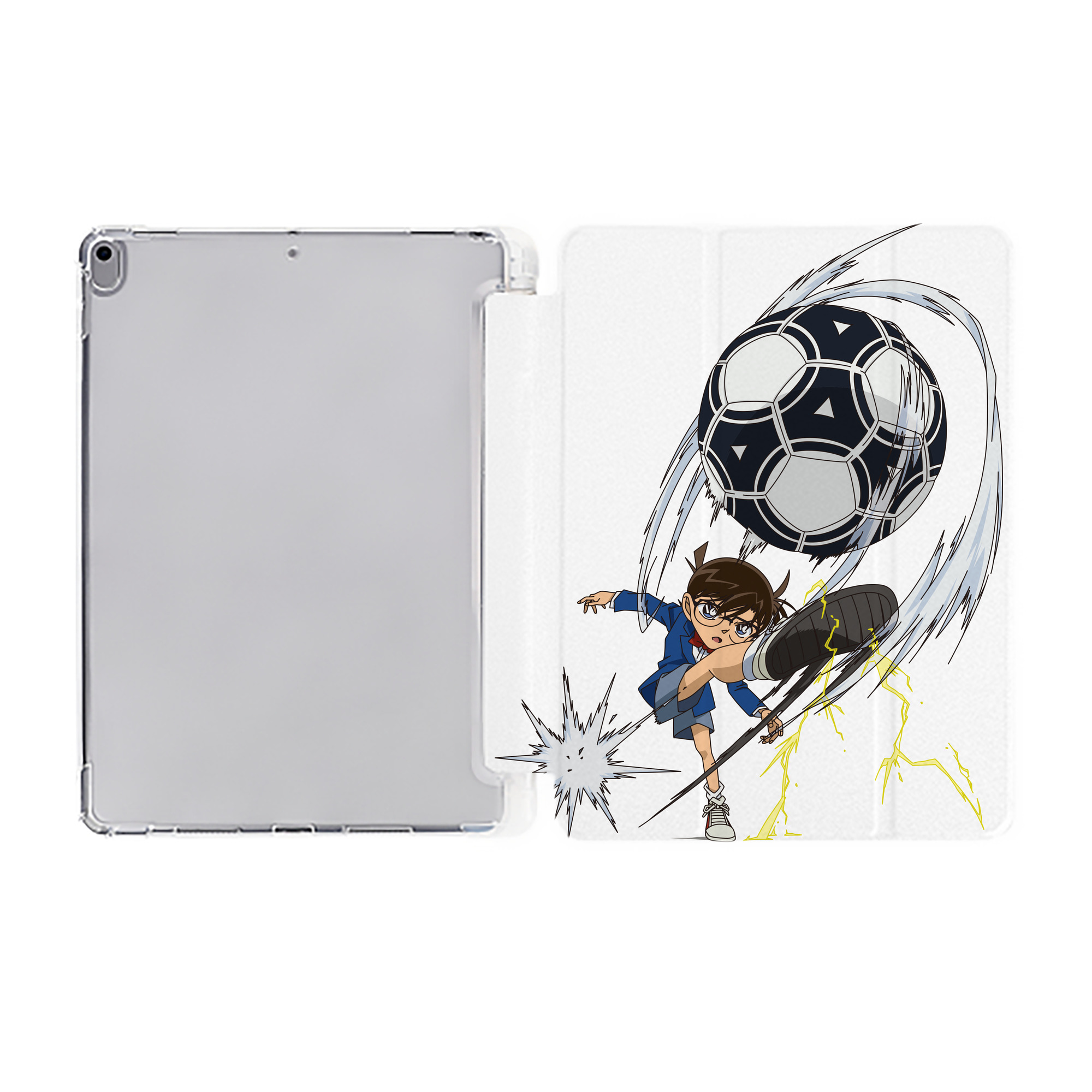 （画像用） 名探偵コナン 江戸川 コナン Detective Conan Conan Edogawa IPad ケース ペン収納付き 三つ折りスタンド PUレザー×シリコン 対応機種9.5/10.5/10.9インチ